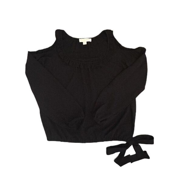 Michael Kors Women’s Black Elastic Waist Tie Long Sleeve Round Neck Top XS - Picture 6 of 7